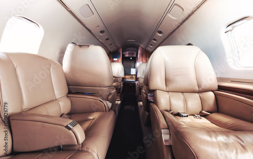 Luxury interior of private jet