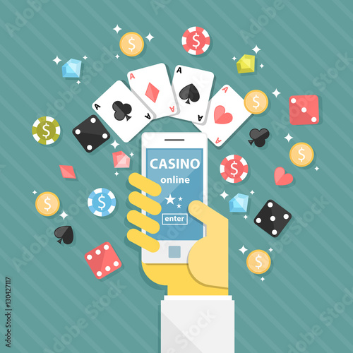 set of casino online elements. flat illustration