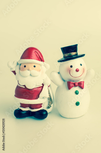 Christmas collection with vintage filter, isolated
