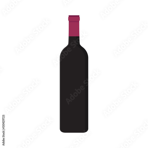 Flat icon bottle of wine with shadow. Vector illustration.