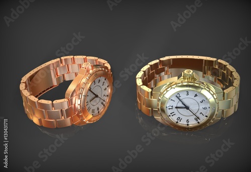 Wallpaper Mural Gold and bronze Watch isolated 3d Torontodigital.ca