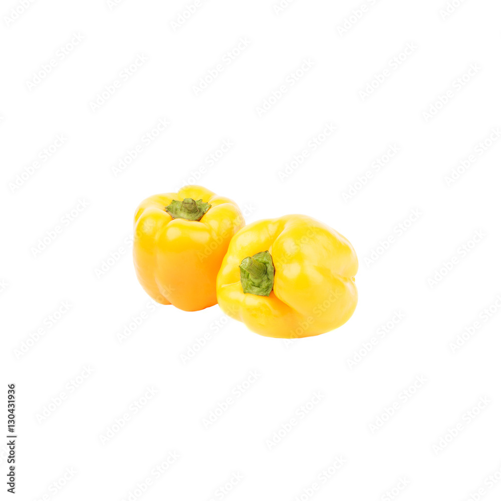 Summer vegetables: Yellow sweet bell peppers, isolated Summer vegetables: Yellow sweet bell peppers, isolated