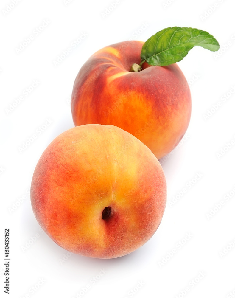 Peach with leaves. Peach with leaves.