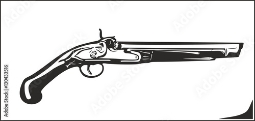 Vector illustration old flintlock rifle photo