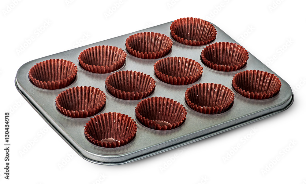 Cupcake and muffin pan with paper cups Cupcake and muffin pan with paper cups