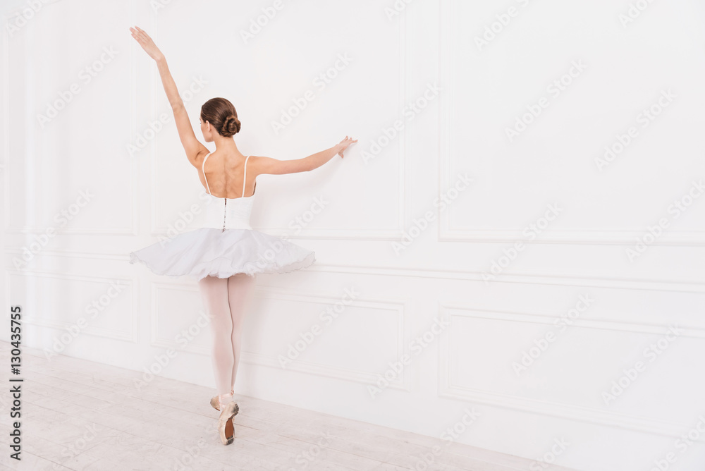 Elegant female standing in ballet position Elegant female standing in ballet position