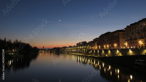 turin and the little river at sunset