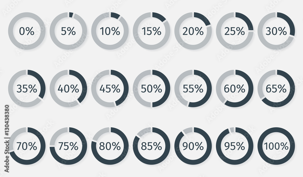 Set Of Circle Percentage Diagrams For Infographics 0 5 10 15 20 25 30 