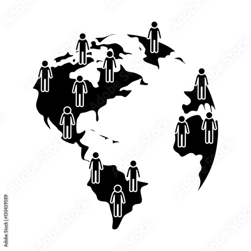 world planet with people vector illustration design