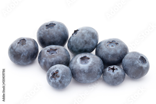 Group of fresh juisy blueberries isolated on white background.