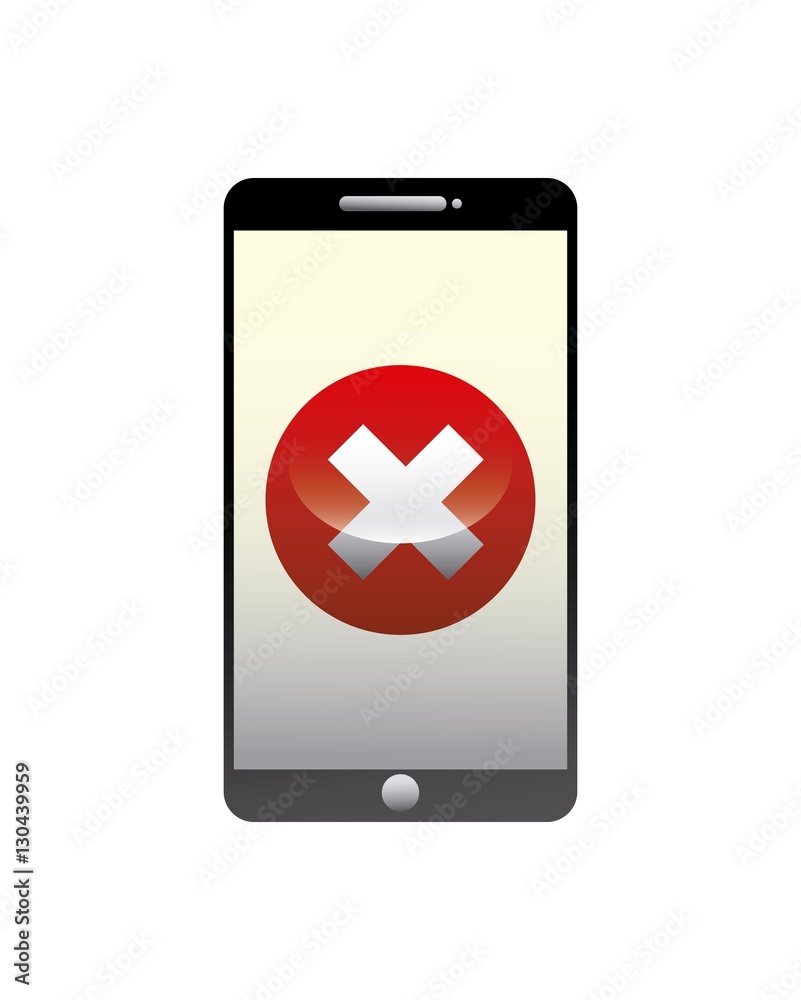 smartphone device with wrong icon on screen over white background. cyber security concept. colorful design. vector illustration smartphone device with wrong icon on screen over white background. cyber security concept. colorful design. vector illustration