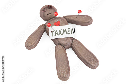 Taxman voodoo doll with needles, 3D rendering photo
