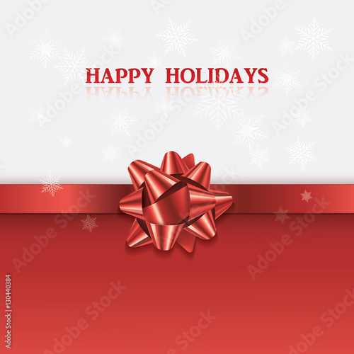 HAPPY HOLIDAYS card with gift bow and ribbon