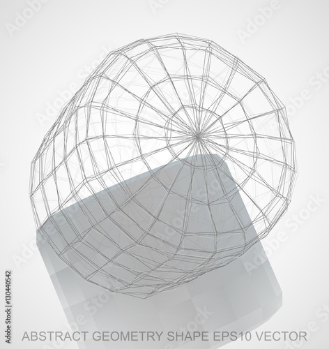 Abstract stereometry shape: Pencil sketched Cylinder. Hand drawn 3D polygonal Cylinder. EPS 10, vector.