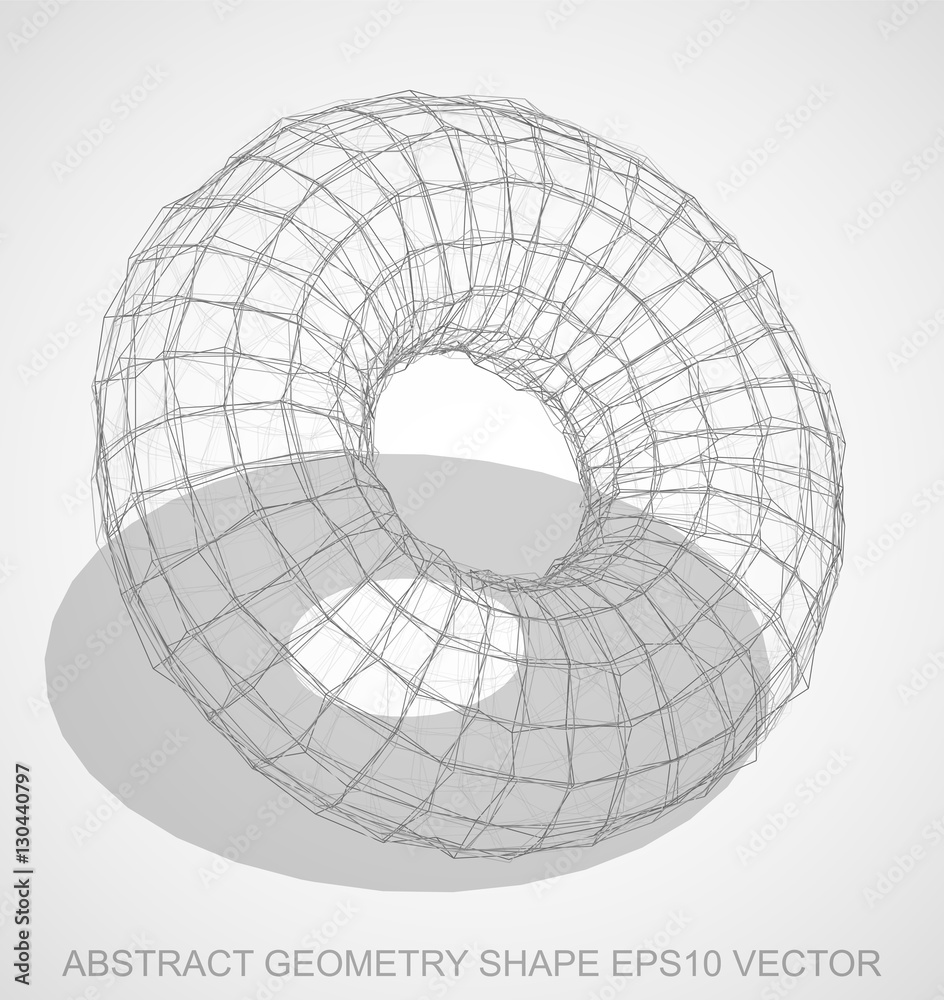 Abstract geometry shape: Pencil sketched Torus. Hand drawn 3D polygonal Torus. EPS 10, vector.