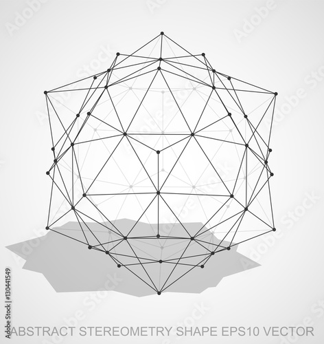 Abstract geometry shape: Black sketched Dodecahedron. Hand drawn 3D polygonal Dodecahedron. EPS 10, vector.