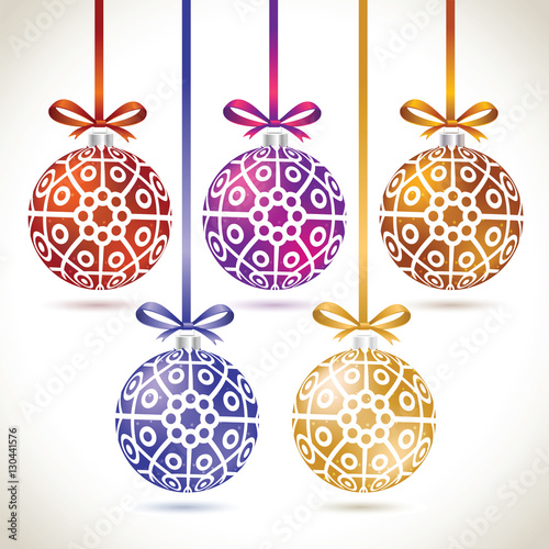 Christmas balls colorful hanging set on tape for christmas tree