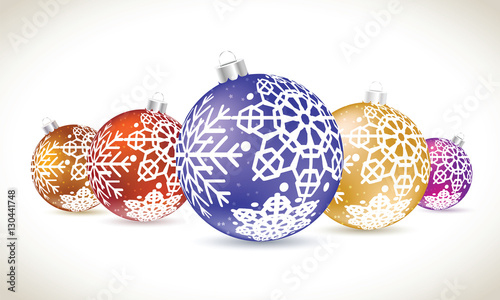 Christmas balls colorful lie set for christmas tree decoration.