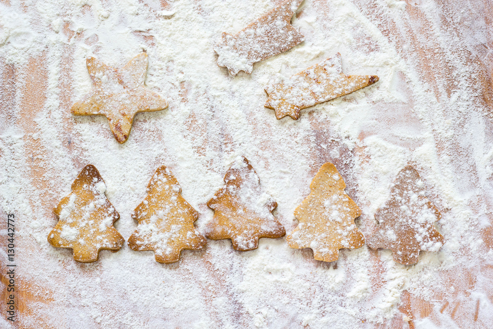 Background of christmas cookies in star, shooting star and christmas tree shapes. Background of christmas cookies in star, shooting star and christmas tree shapes.