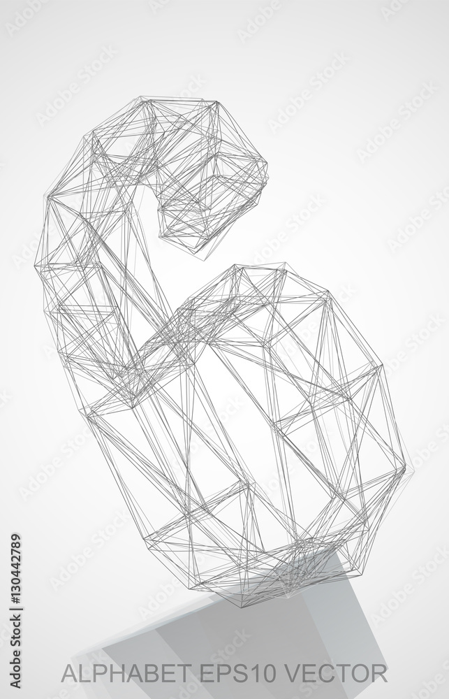 Vector illustration of a Pencil sketched 6. Hand drawn 3D 6.