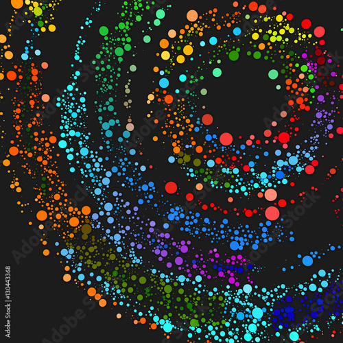 Abstract futuristic shape with colorful circles. 3d illustration background
