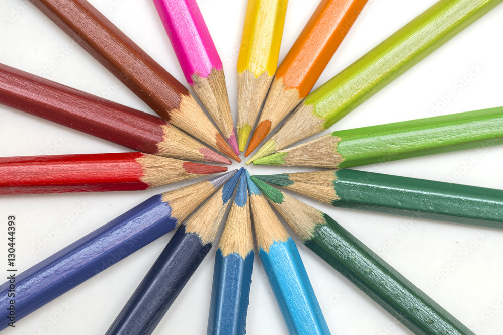 Group of color pencils on white background Group of color pencils on white background