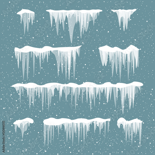 Fototapeta snow icicles set