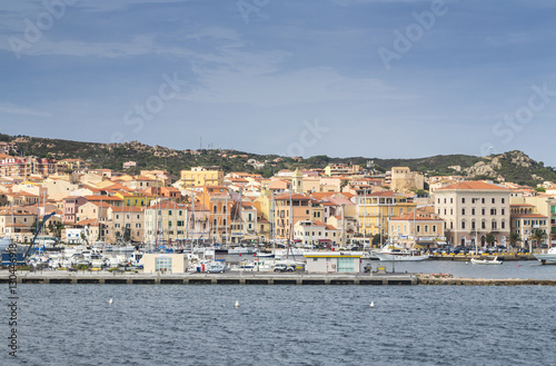 View of the characteristic harbour and blue sea of Caprera, La Maddalena Island, Sardinia, Mediterranean photo