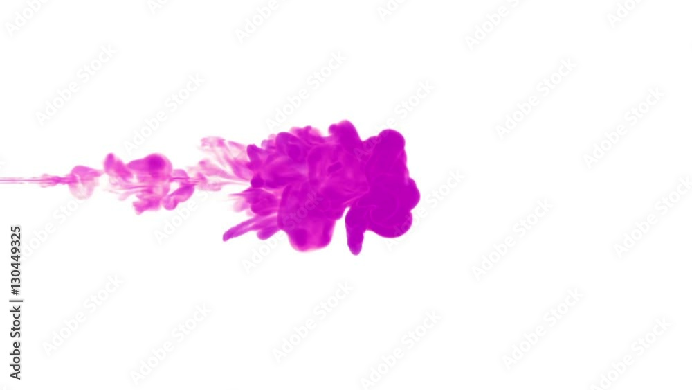 violet paint dissolved in water on a white background. 3d render. voxel graphics. computer simulation 6