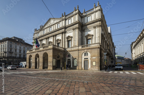 View of the Teatro Alla Scala (La Scala) known worldwide for opera and ballet, Milan, Lombardy