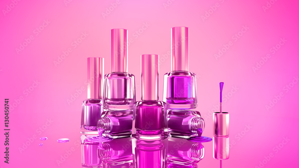 Nail polish. Beautiful, fashionable glamor background illustrati