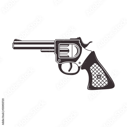 Gun in monochrome style isolated on white background vector illustration