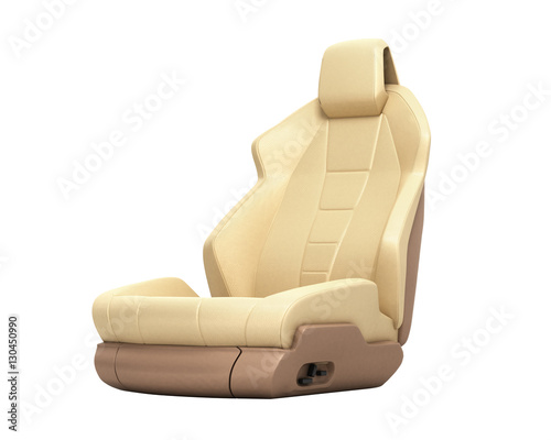 Car seat perspective view without shadow on white background 3d