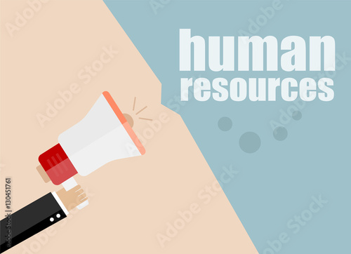 Flat design business concept Digital marketing business man holding megaphone for website and promotion banners. Human resources.