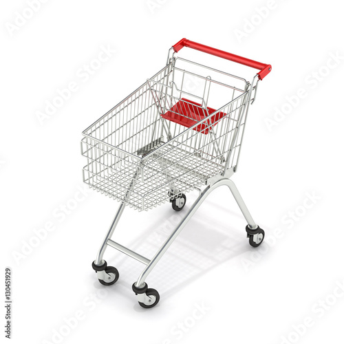 supermarket shopping cart perspective view on white background 3