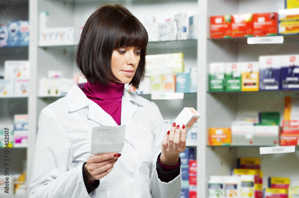 pharmacceutist woman worker in drug store