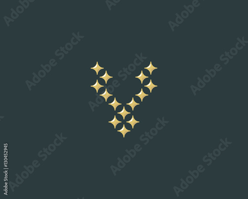 Stars letter Y vector logotype. Luxury abc icon sign. Shiny elegance font symbol. Celebrity glamorous type logo.