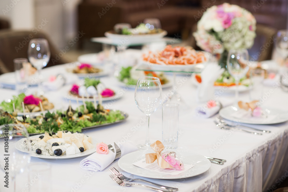 Wedding Dinner. Fork decorated with Roses