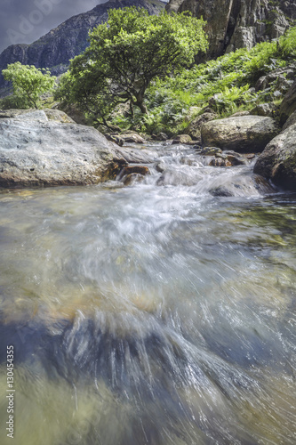 Rapid Stream of Mountain Spring in North Wales