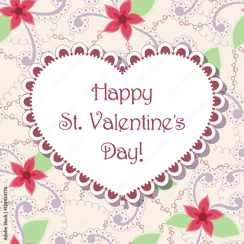 Happy St valentines day floral card