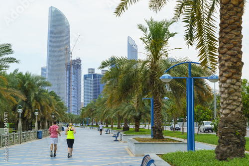 Joggers on the Corniche, Abu Dhabi photo