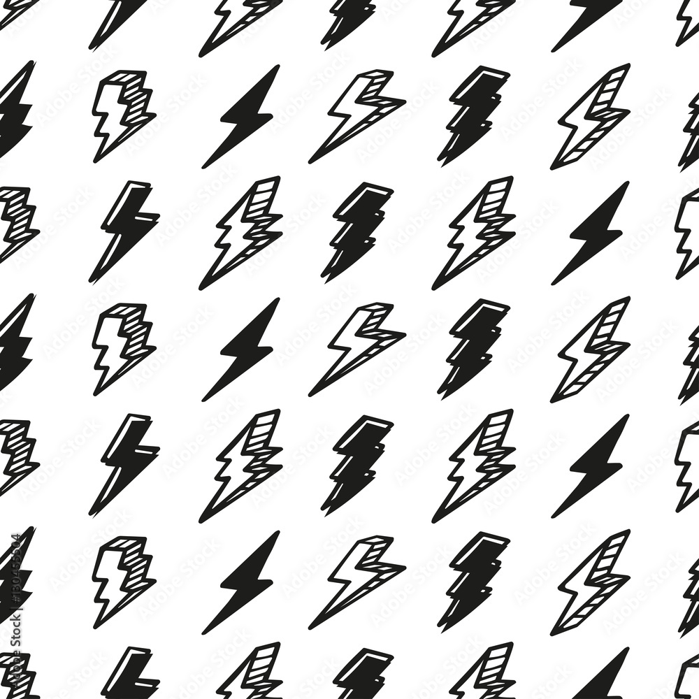 Seamless drawing pattern with thunderbolts Seamless drawing pattern with thunderbolts
