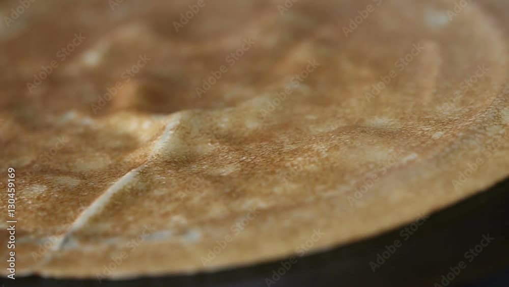 Crunchy pancake on pan Crunchy pancake on pan