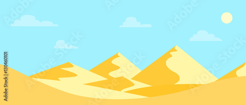 Landscape hot desert. Flat design. Vector illustration