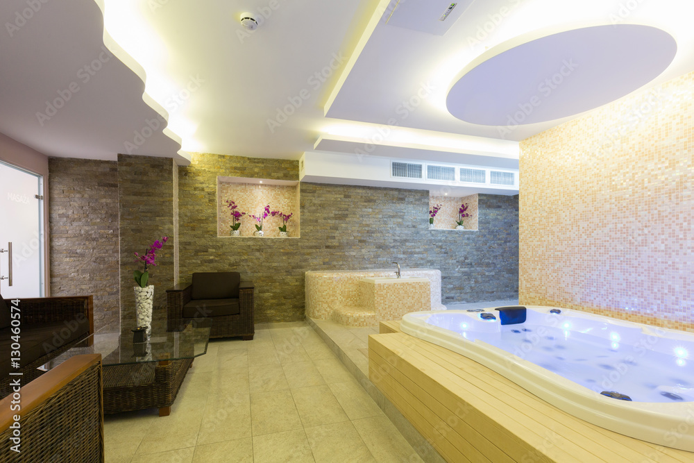 Jacuzzi bath in hotel spa center Stock Photo | Adobe Stock