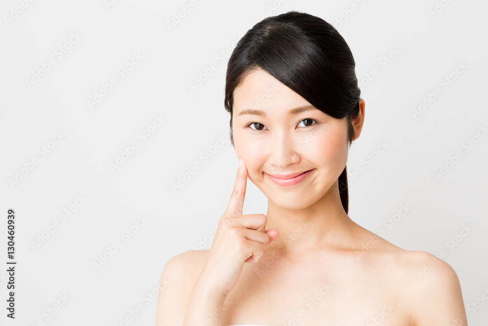 attractive asian woman skincare image isolated on white background attractive asian woman skincare image isolated on white background