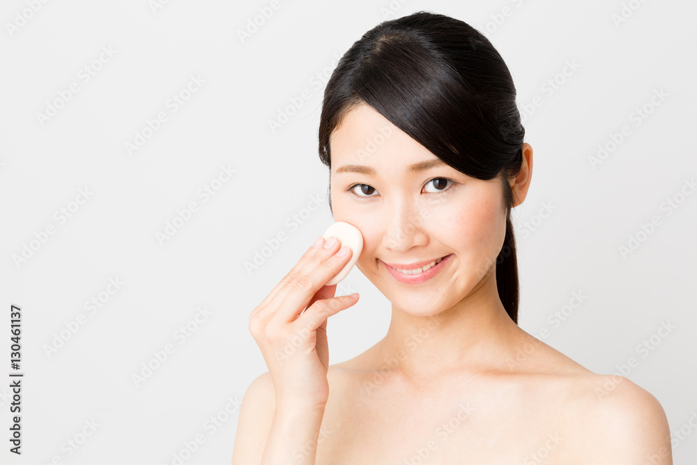 attractive asian woman skincare image isolated on white background attractive asian woman skincare image isolated on white background