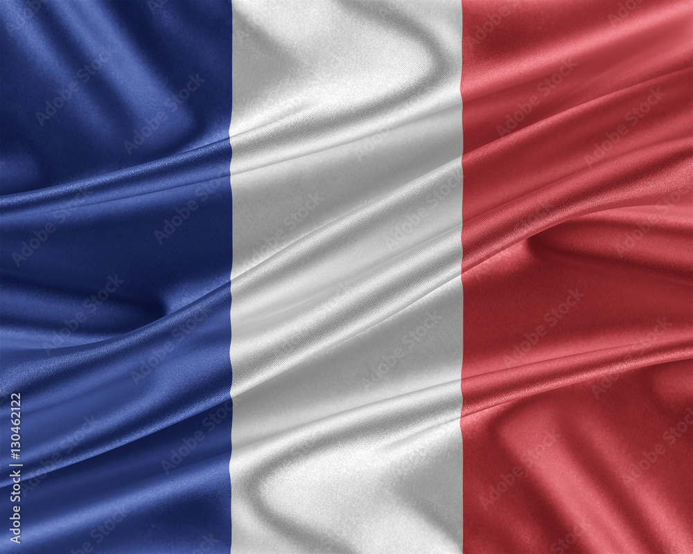 Obraz premium France flag with a glossy silk texture.