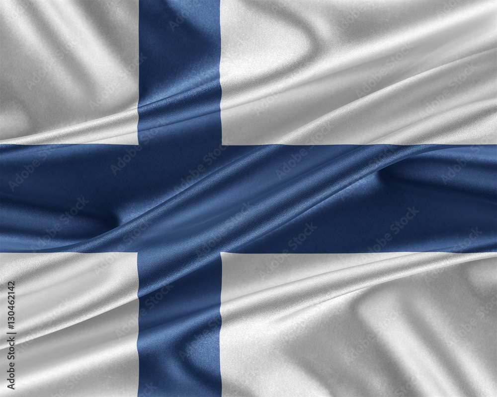 Obraz premium Finland flag with a glossy silk texture.