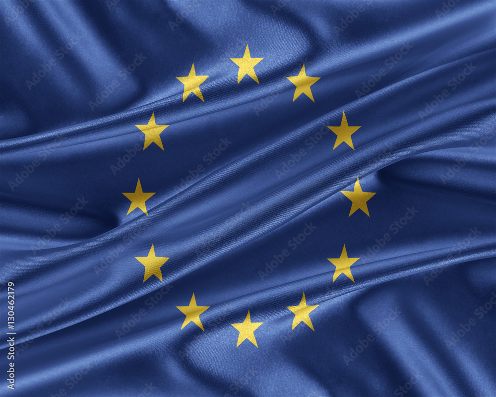 Europe Union flag with a glossy silk texture. Europe Union flag with a glossy silk texture.